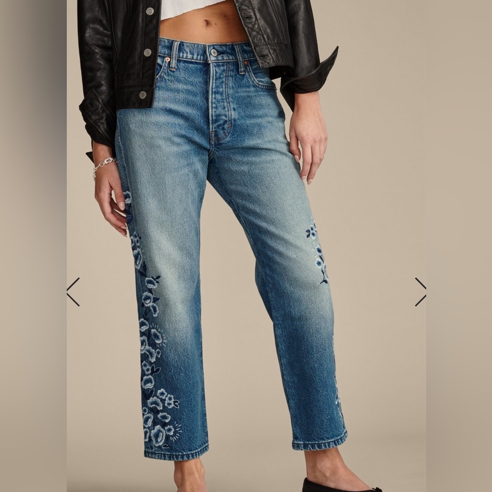 Lucky Brand floral embroidered jeans